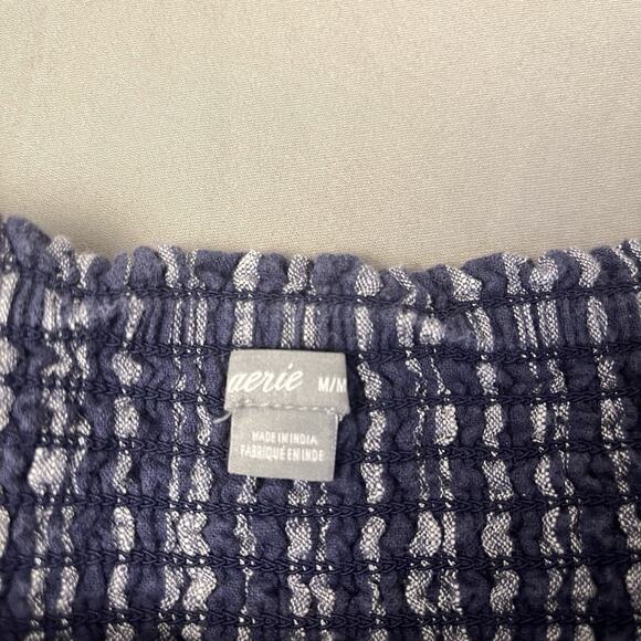 Aerie Jumpsuit Medium Blue/White Strapless Jogger Style 100% Cotton Pockets - Picture 4 of 7